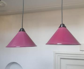 Set van 2 Vintage MASSIVE metalen kegel hanglampen beschikbaar voor biedingen