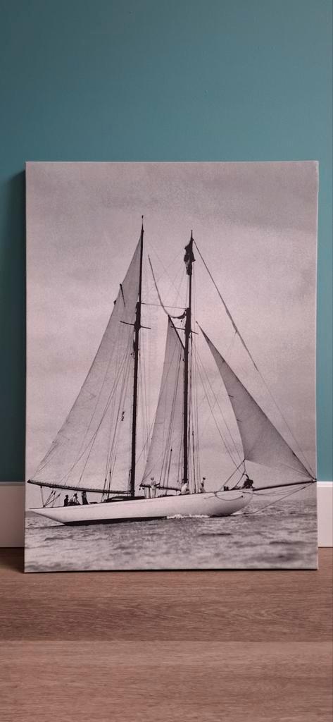 Zeilschip Print op Canvas, Huis en Inrichting, Woonaccessoires | Schilderijen, Tekeningen en Foto's, Zo goed als nieuw, Print