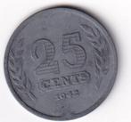 25 Cent 1942 Zink met randtikje, Postzegels en Munten, Munten | Nederland, Verzenden, Koningin Wilhelmina, 25 cent, Losse munt