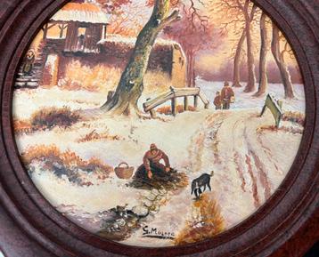 Winterlandschap olieverf gesigneerd beschikbaar voor biedingen
