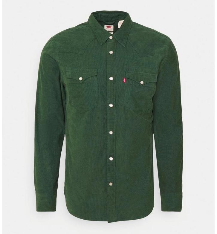 Levi's medium overhemd corduroy/ribstof donkergroen slimfit, Kleding | Heren, Overhemden, Zo goed als nieuw, Groen, Ophalen of Verzenden