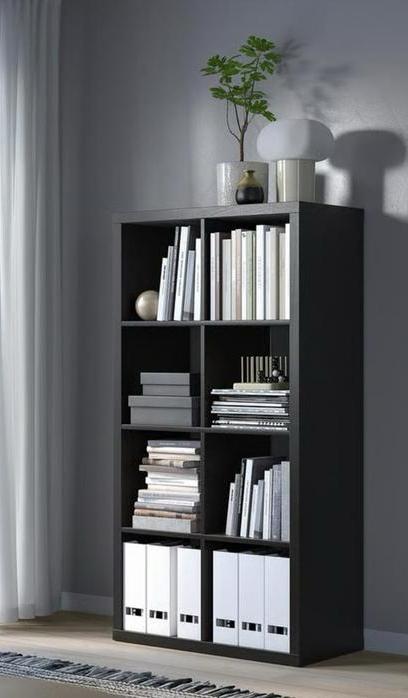 KALLAX IKEA zwart/bruin, Huis en Inrichting, Kasten | Boekenkasten, Zo goed als nieuw, 50 tot 100 cm, Minder dan 100 cm, 25 tot 50 cm