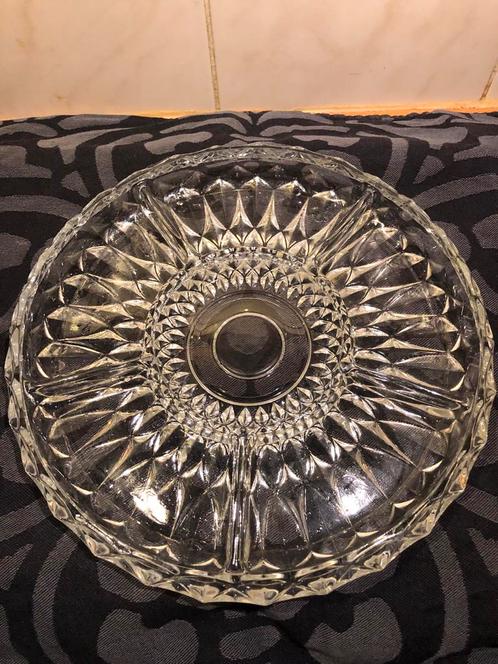 Antieke Glazen Hapjesschaal met Geslepen Patroon - Elegant D, Antiek en Kunst, Antiek | Glas en Kristal, Ophalen of Verzenden