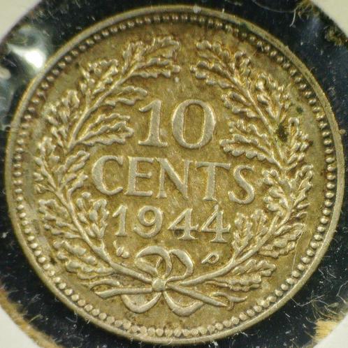 10 CENT 1944P eikel, Postzegels en Munten, Munten | Nederland, Losse munt, 10 cent, Koningin Wilhelmina, Zilver, Verzenden