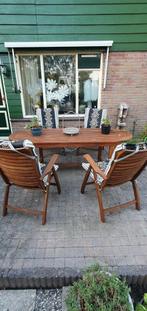 Teakhouten tuinset met kussens., Tuin en Terras, Tuinsets en Loungesets, Ophalen of Verzenden, Zo goed als nieuw, Teakhout