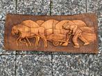 Houten Wanddecoratie met Paard en Wagen, Ophalen
