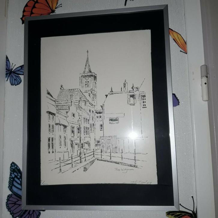 Te koop werkje van de Schiedamse Kunstenaar Theo Wiegman., Antiek en Kunst, Kunst | Schilderijen | Modern, Ophalen