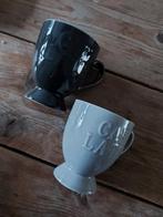 2 cafe latte mokken grijs, Nieuw, Ophalen of Verzenden, Effen, Kop(pen) en/of Schotel(s)