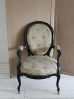 Antieke Franse Fauteuil, Bloemetjes stof, wieltjes, Ophalen