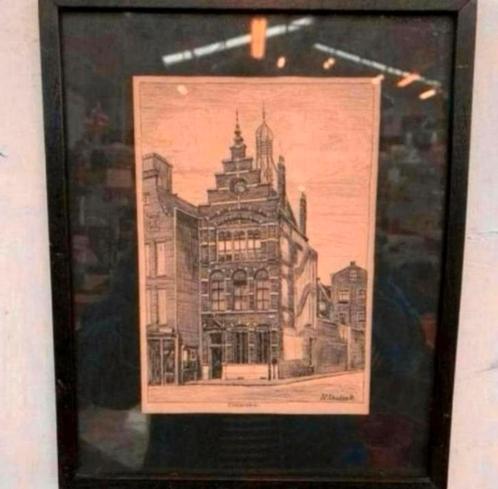 oude ets Linker Rottekade 79a Rotterdam van J.C.Schouten, Antiek en Kunst, Kunst | Etsen en Gravures, Ophalen of Verzenden