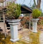 Zinken zuilen met losse bloembakken, Tuin en Terras, Bloempotten, Ophalen, Overige materialen, 40 cm of meer, Vierkant