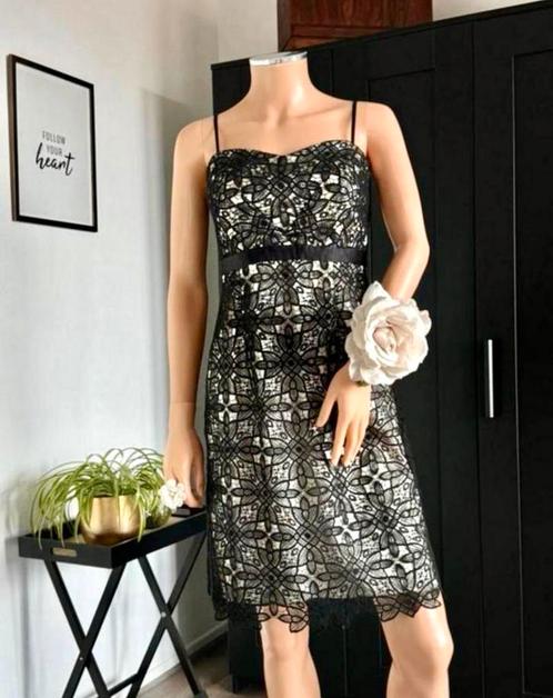 STEPS jurk maat 36 - Sweetheart - kant - zwart - champagne, Kleding | Dames, Jurken, Zo goed als nieuw, Maat 36 (S), Zwart, Knielengte