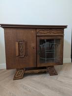Antiek eiken kastje met glas in lood raampje, Huis en Inrichting, Kasten | Dressoirs, Ophalen, Gebruikt, 25 tot 50 cm, 50 tot 100 cm