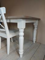 Klassiek landelijke eettafel taupe/wit, Ophalen, Onbekend, 50 tot 100 cm, Zo goed als nieuw