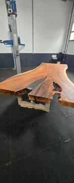 Unieke massieve suarhouten boomstamtafel GROOT 420x190, Huis en Inrichting, Tafels | Eettafels, Ophalen, Zo goed als nieuw, Ovaal