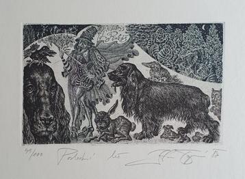 Exlibris /Ex libris H. Capova, muzikant tussen dieren beschikbaar voor biedingen