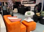 Luxe Velvet Orange Loveseat / Fauteuil 130cm + Poef NIEUW, Nieuw, Minder dan 75 cm, Stof, Ophalen of Verzenden