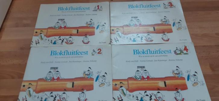 Blokfluitfeest dl 1,t/m 4 wijs en onwijs op de blokfluit, Muziek en Instrumenten, Bladmuziek, Gebruikt, Les of Cursus, Overige genres