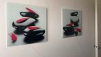 2 mooie glasschilderijen  50x 50, Antiek en Kunst, Ophalen