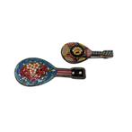 2x Vintage broche Micro mozaïek mandoline, Sieraden, Tassen en Uiterlijk, Broches, Overige materialen, 4 tot 7 cm, Gebruikt, Overige kleuren