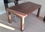 Massief eiken eettafel met eikenfineer – verweerde lakafwerk, Ophalen, Gebruikt, Eikenhout, 50 tot 100 cm