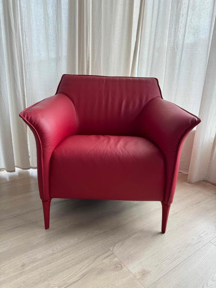 Leolux Mayon leer fauteuil - showroommodel - gratis levering, Huis en Inrichting, Fauteuils, Zo goed als nieuw, Leer, 75 tot 100 cm