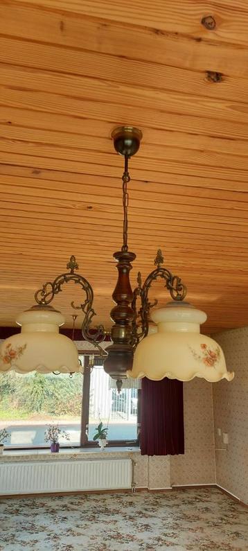 Antieke Hanglamp met Bloemmotief