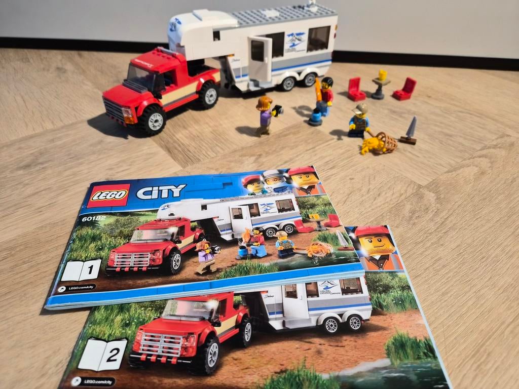 LEGO City 60182 Pick-up truck en caravan - Compleet!, Kinderen en Baby's, Speelgoed | Duplo en Lego, Ophalen of Verzenden, Zo goed als nieuw