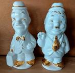 VINTAGE STAN LAUREL & OLIVER HARDY BEELDEN/SPAARPOT WIT/GOUD, Verzenden, Zo goed als nieuw, Pop, Beeldje of Miniatuur