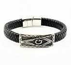 SP Fashion Jewelry Heren Leren Armband RVS Vrijmetselaars-Ha, Sieraden, Tassen en Uiterlijk, Armbanden, Staal, Birgitta-Gracht 33, 6465 EL Kerkrade, Nederland