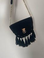 Zwarte Schoudertas met Franjes, Sieraden, Tassen en Uiterlijk, Tassen | Damestassen, Ophalen of Verzenden, Zo goed als nieuw, Zwart