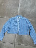 H&M BLAUW MET WITTE STREPEN CROPPED KORT BLOUSE MAAT M NIEUW, Maat 38/40 (M), H&M, Blauw, Nieuw
