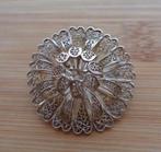 zilveren filigrain bloem broche [508], Sieraden, Tassen en Uiterlijk, Broches, Verzenden, Minder dan 4 cm, Zo goed als nieuw, Zilver