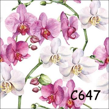 Servetten decoupage/bullet journal - orchideeën C647 beschikbaar voor biedingen