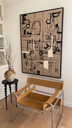 Schilderij op jute met houten baklijst, Antiek en Kunst, Kunst | Schilderijen | Abstract, Ophalen of Verzenden