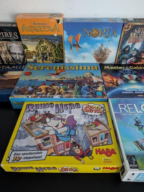 Agricola, Noria, Rhino Hero, Reload & meer – Top Bordspel, Hobby en Vrije tijd, Gezelschapsspellen | Bordspellen, Zo goed als nieuw