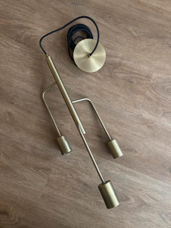 Hanglamp loods 5 messing goud, Huis en Inrichting, Lampen | Hanglampen, Zo goed als nieuw, 50 tot 75 cm, Metaal, Ophalen