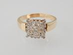 14 karaat Gouden Ring Carré Ring Damesring met Diamanten, Verzenden, Nieuw, Met edelsteen, Dame