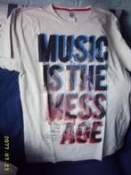 beige t-shirt Music is the message maat 170 / 176, Jongen, HERE & THERE, Gebruikt, Shirt of Longsleeve