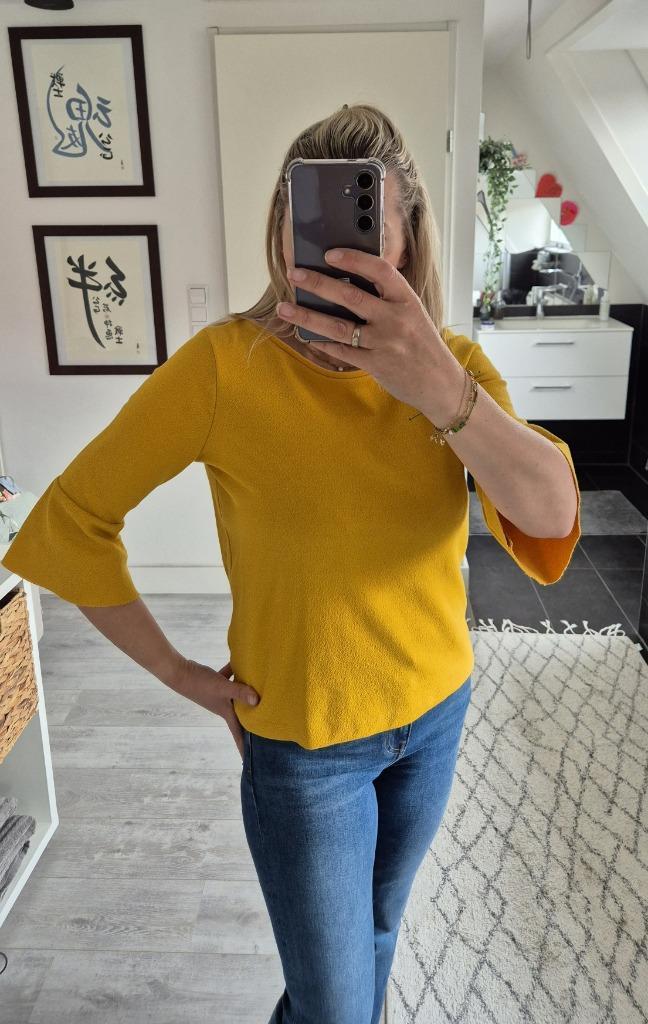 Okergeel Truitje - HEMA - Maat S || Driekwart mouw, Kleding | Dames, Tops, Zo goed als nieuw, Maat 36 (S), Geel, Lange mouw, Ophalen of Verzenden