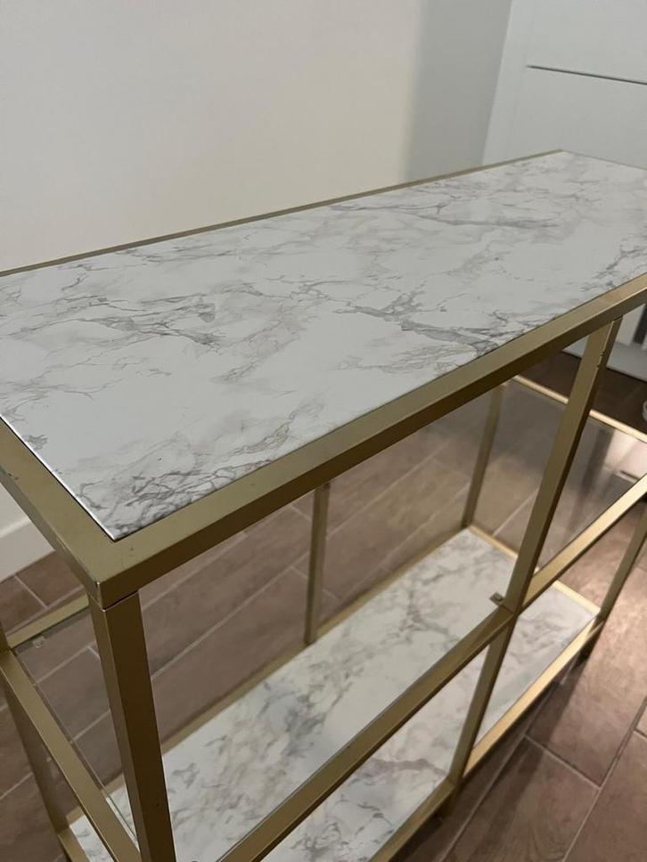 Kleine stellingkast, goud, marmer, Huis en Inrichting, Kasten | Stellingkasten, Zo goed als nieuw, Ophalen