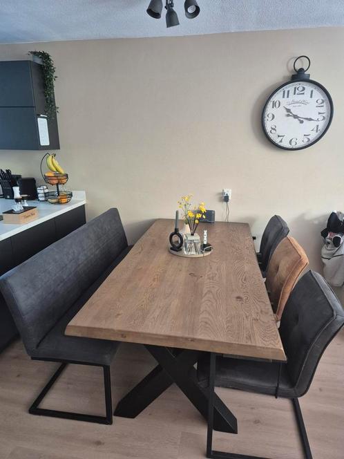 Eettafel met 3 stoelen en bank, Huis en Inrichting, Complete eetkamers, Zo goed als nieuw, Minder dan 4 stoelen, Ophalen