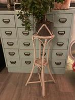 Vintage retro plantentafeltje bijzettafeltje rotan tafeltje, 45 tot 60 cm, Gebruikt, Rond, Ophalen of Verzenden