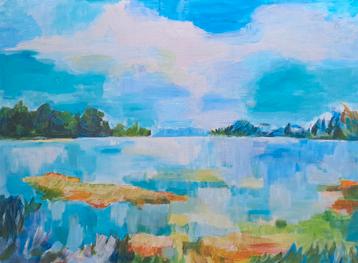 Zomers Landschap met Meer beschikbaar voor biedingen