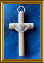 Oude celluloid hanger : kruis, engeltje, Antiek en Kunst, Antiek | Religie, Ophalen of Verzenden