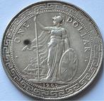 Groot-Britannie schaarse trade dollar 1907B, Ophalen of Verzenden, Overige landen, Losse munt, Zilver