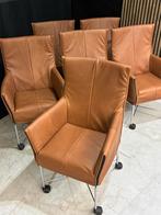 6 Montis Chaplin Stoelen rancho cognac, Ophalen, Bruin, Leer, Zo goed als nieuw