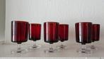 Rood gekleurde Franse Retro Vintage Luminarc glazen, Verzamelen, Glas en Borrelglaasjes, Ophalen of Verzenden, Zo goed als nieuw