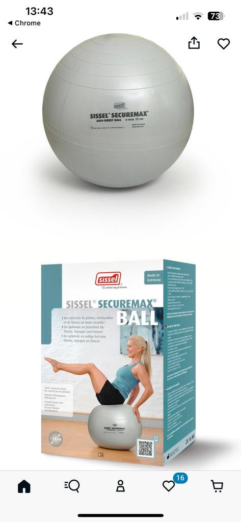 Sissel Securemax Fitnessbal - Ergonomische Zitbal, Sport en Fitness, Fitnessmaterialen, Zo goed als nieuw, Fitnessbal, Buik, Ophalen