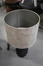 Prachtige zwarte tafellamp hout + velvet lampenkap champagne, Ophalen of Verzenden, Zo goed als nieuw, Stof, 50 tot 75 cm